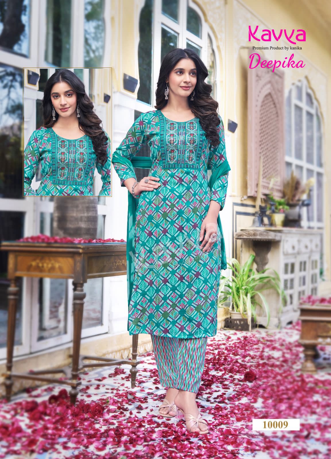 Deepika Vol 10 By Kavya Straight Embroidery Kurti With Bottom Dupatta Wholesale Shop In Surat